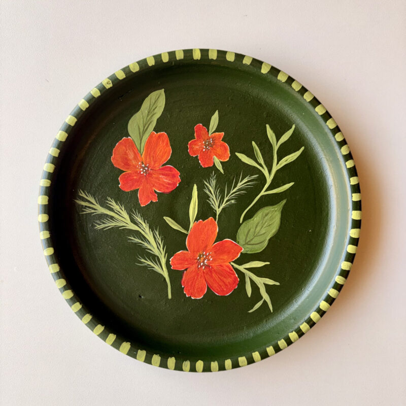 Prato de Parede Floral M · Flores Laranja